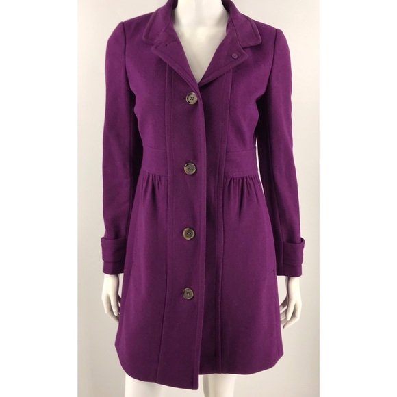 J. Crew Jackets & Blazers - J Crew Purple Wool Winter Button Down Dress Coat